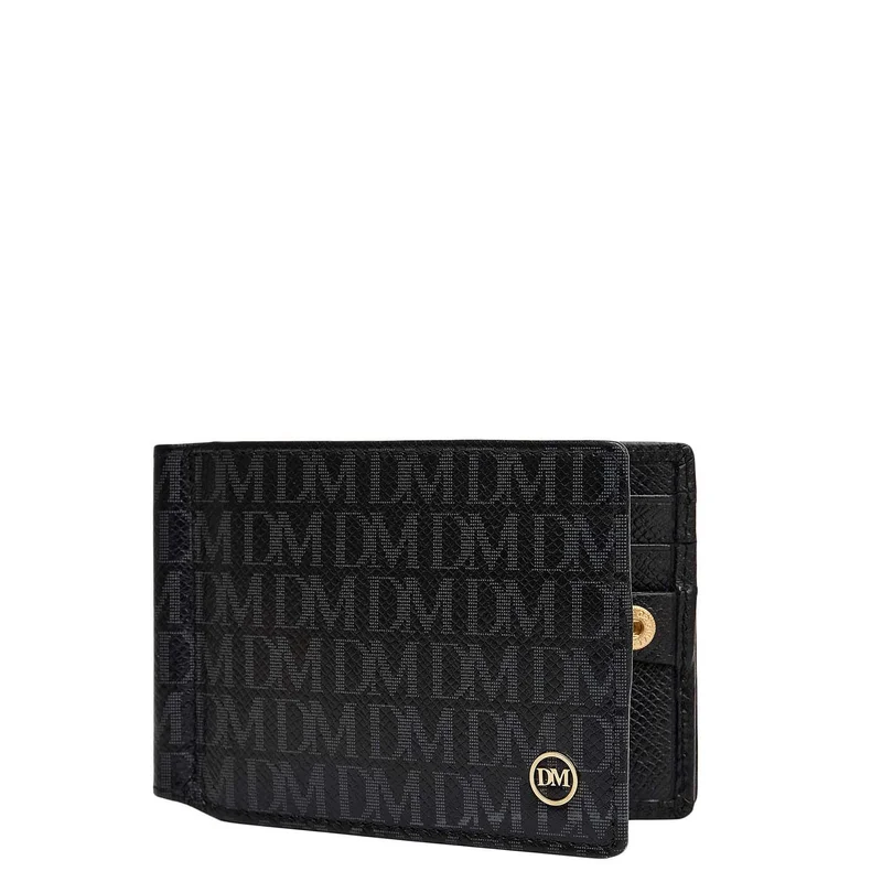 Da Milano Monogram Leather Money Clip - Black